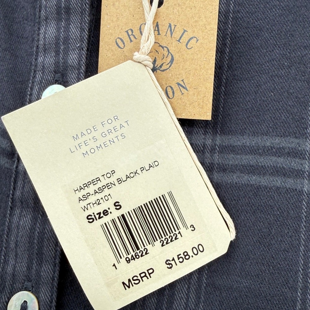 Faherty Harper Top Aspen Black Plaid Small Cottagecore Fishermancore Scandi - Picture 7 of 10